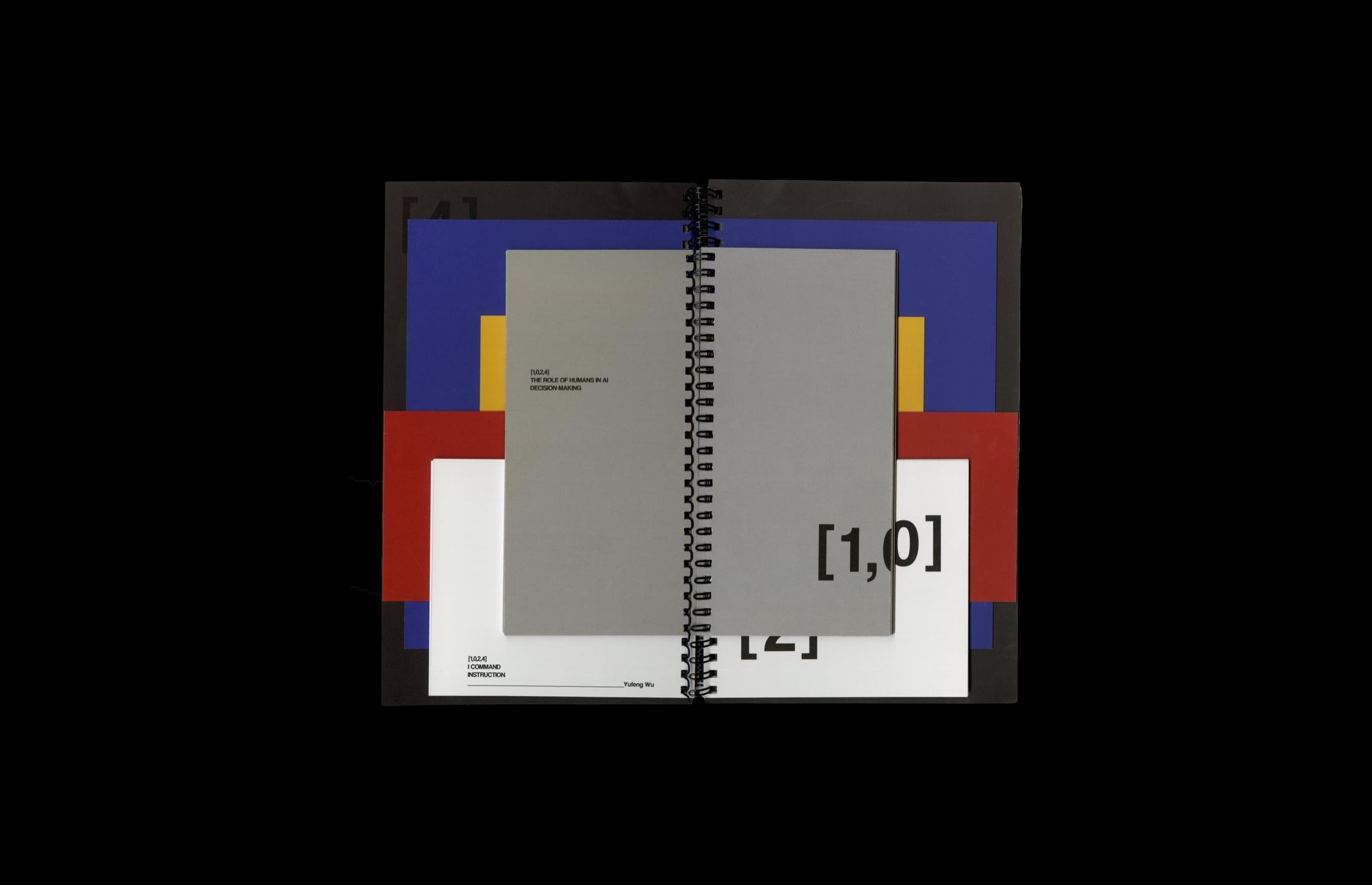 The interactive book open to overlapping pages and the printed thesis booklet