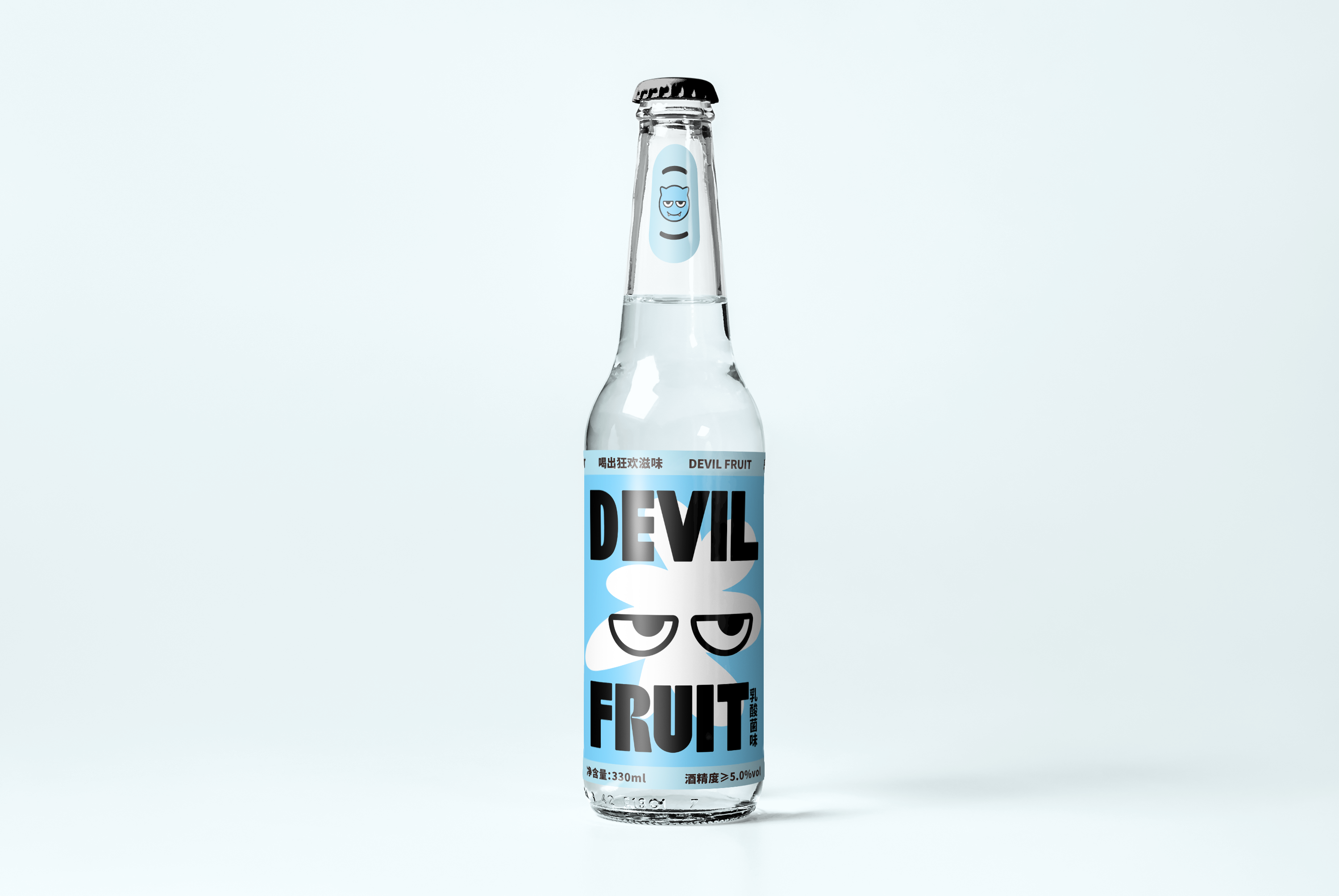 Devil Fruit bottle, lactic flavour in blue
