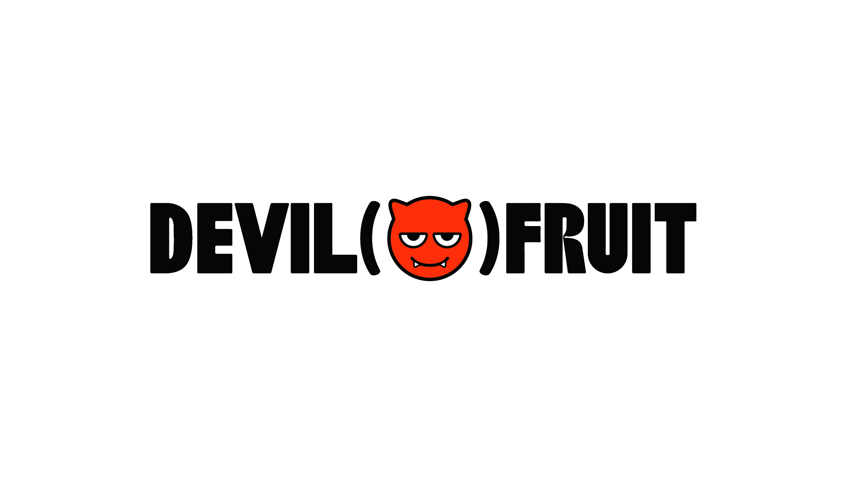 DEVIL (devil) FRUIT wordmark with the devil mascot inside the brackets
