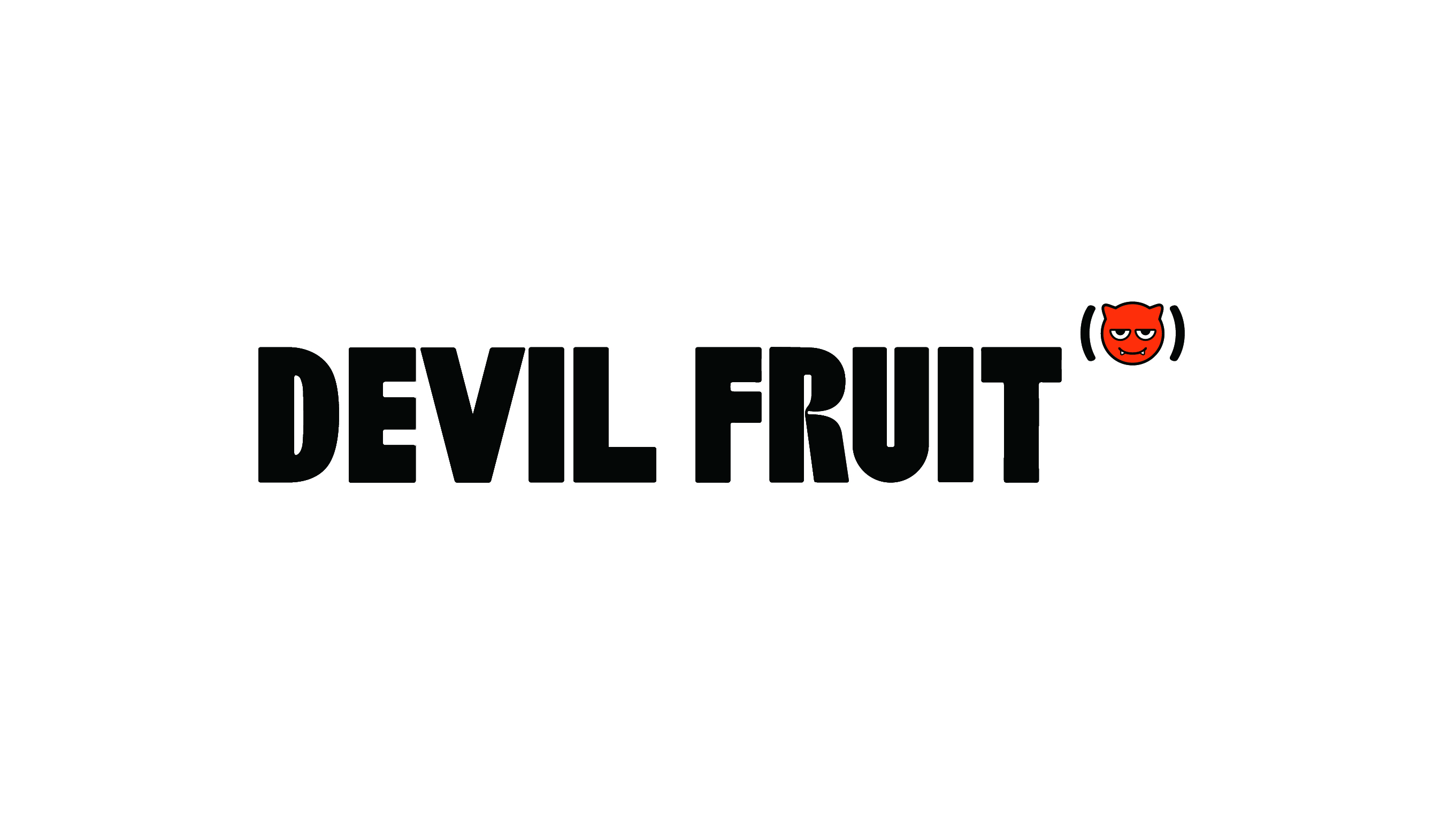 Devil Fruit wordmark with the bracketed devil set as a superscript