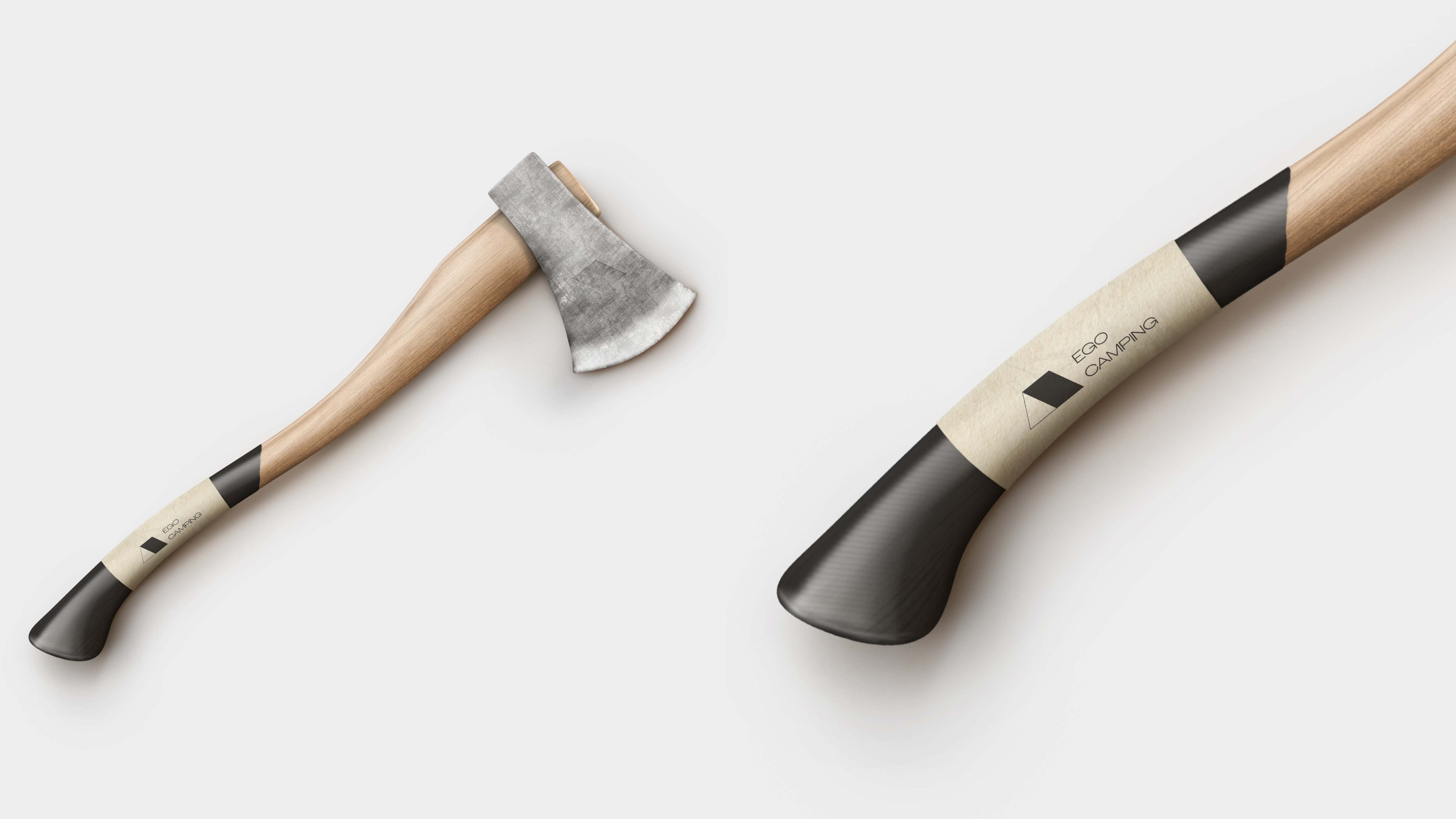 EGO Camping branded axe and outdoor equipment