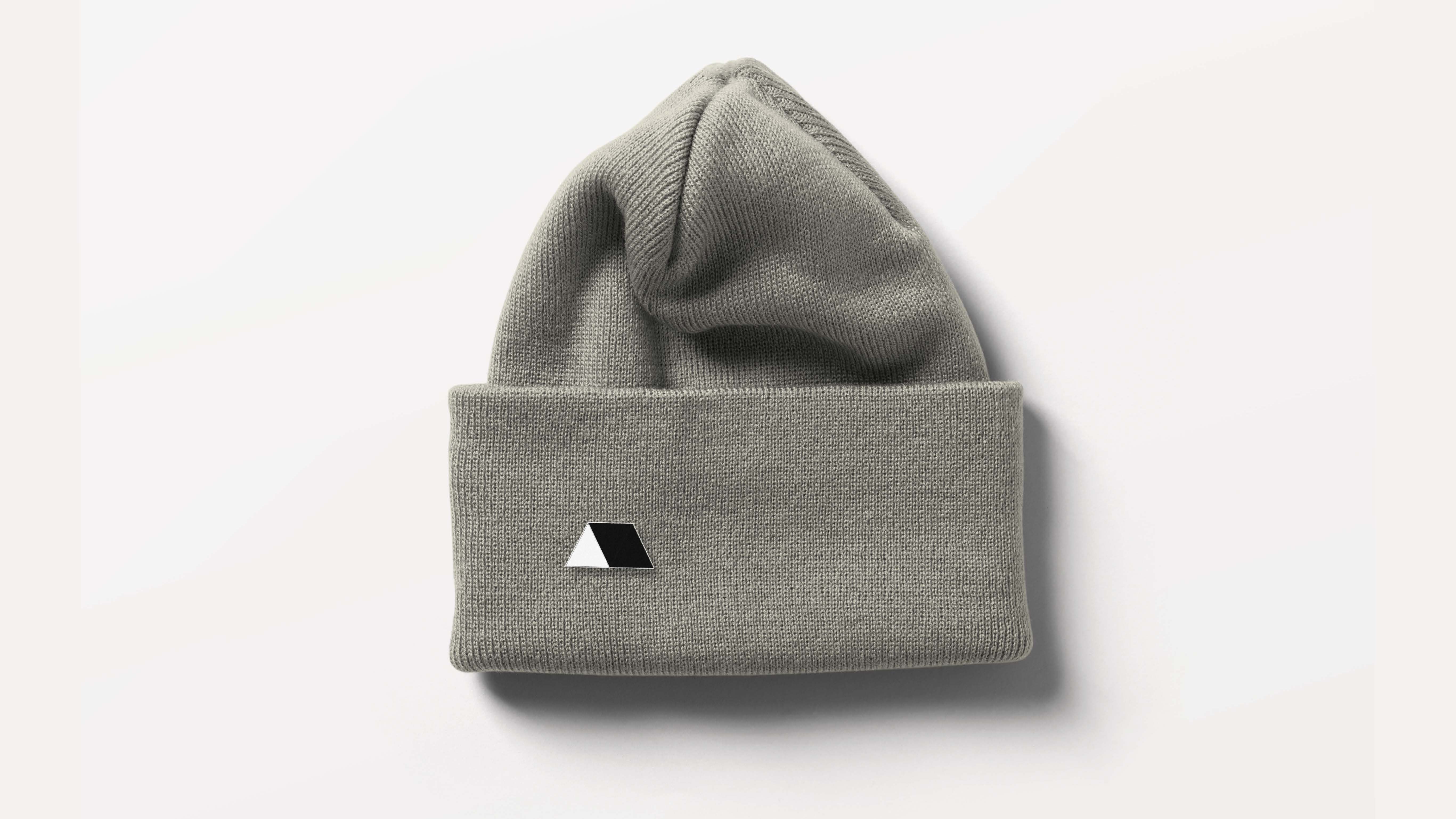 EGO Camping knit beanie with the geometric tent mark