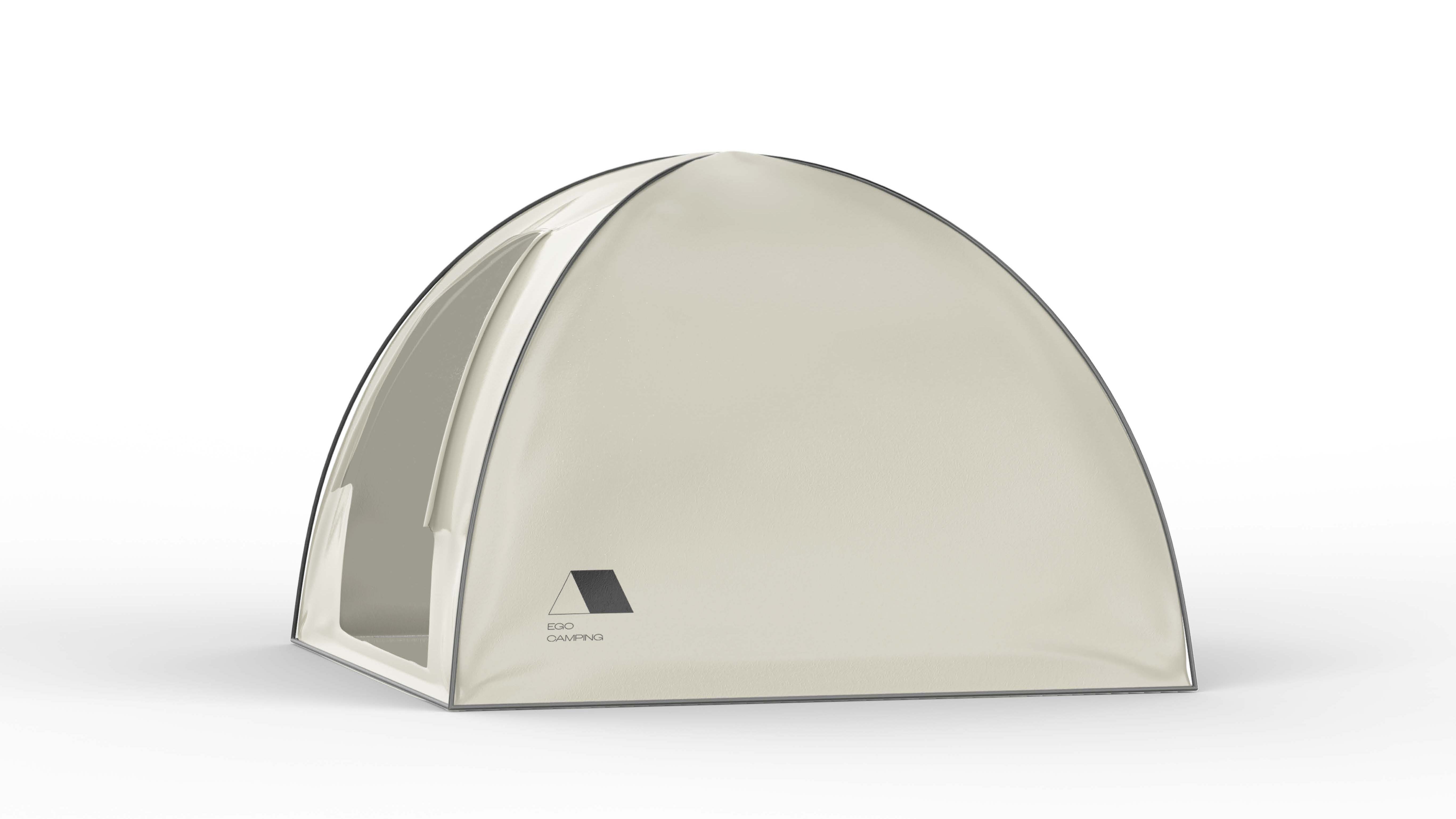 EGO Camping tent carrying the brand mark