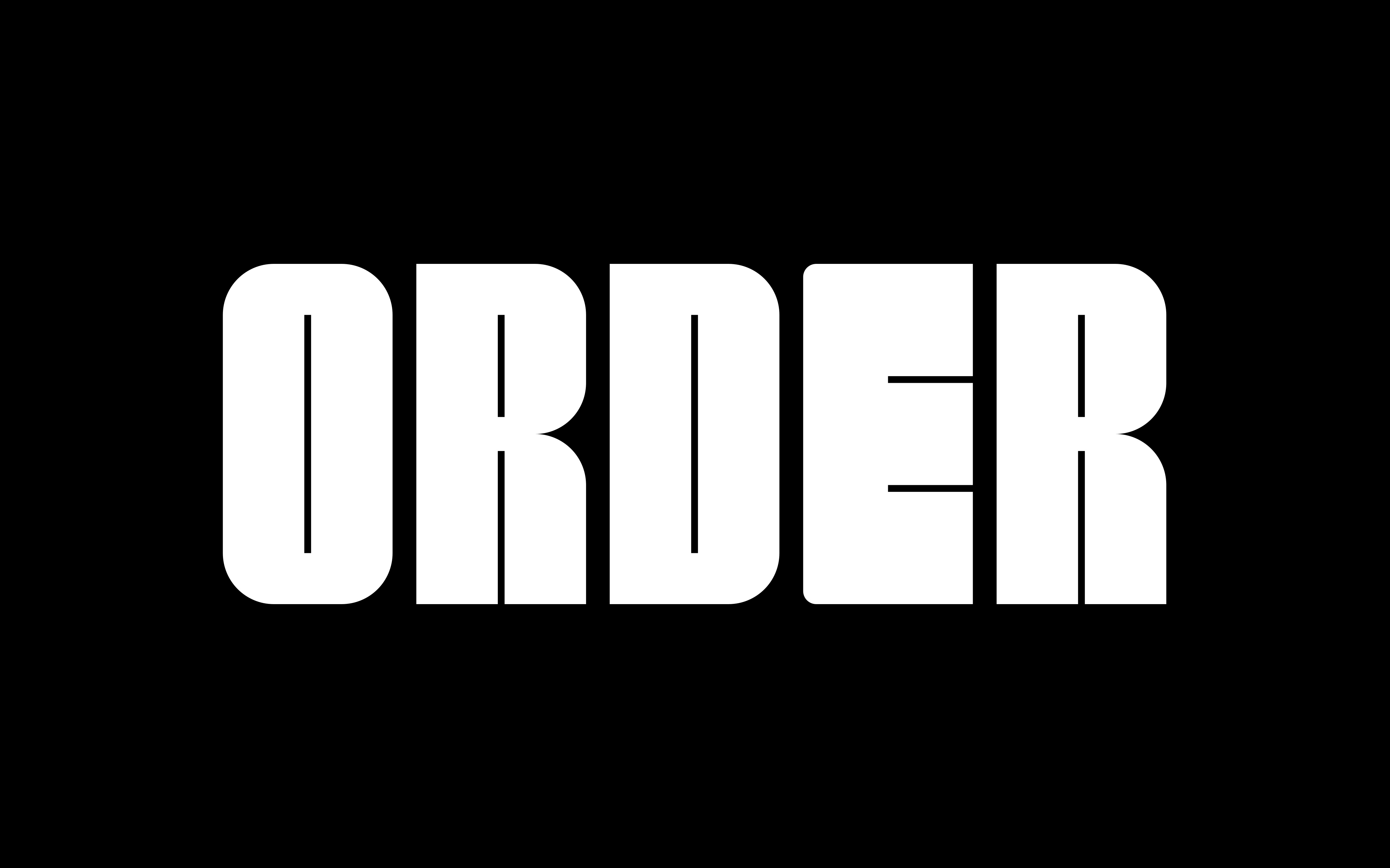 The word ORDER set in the ORDER typeface, white on black